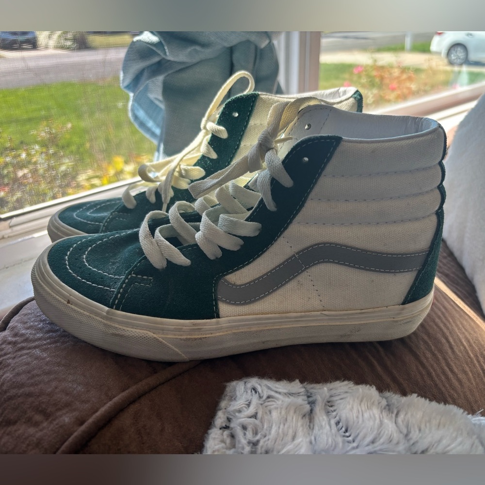 Vans High-Top Sneakers in Green and White